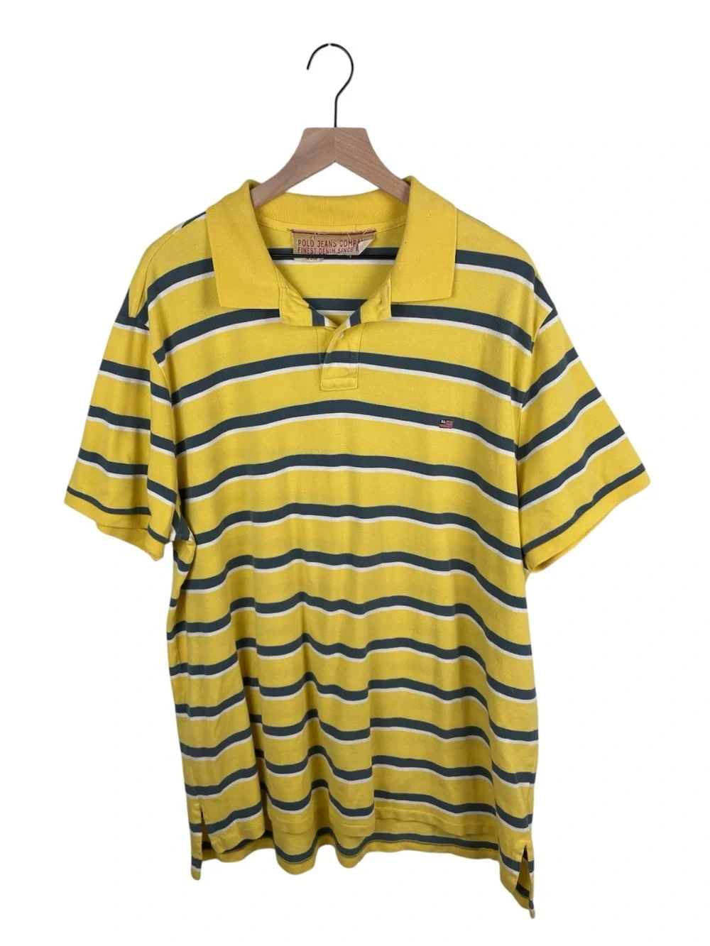 Vintage Ralph Lauren Polo Jeans Company Shirt Size XXL Yellow Stripe Flag Logo